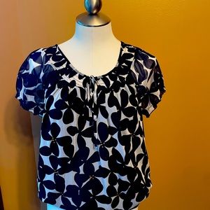 INC women’s top. Size large.  Navy and white.  Gold rhinestones.  Elastic waist.